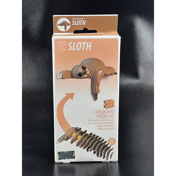 Eugy Sloth 3D Cardboard Model Kit - Eco Friendly Educational Toy, New - Picture 1 of 5